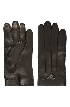 Мужские кожаные перчатки PRADA черного цвета, арт. 2GG003-38-F0002 | Фото 2 (Материал: Натуральная кожа; Мужское Кросс-КТ: Кожа и замша; Статус проверки: Проверена категория)