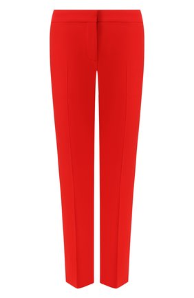Женские брюки со стрелками ALEXANDER MCQUEEN красного цвета, арт. 536679/QME40 | Фото 1 (Материал внешний: Синтетический материал, Вискоза; Женское Кросс-КТ: Брюки-одежда; Силуэт Ж (брюки и джинсы): Прямые; Статус проверки: Проверена категория; Длина (брюки, джинсы): Укороченные)
