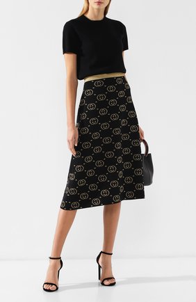 Женская шерстяная юбка GUCCI черного цвета по цене 57300 руб., арт. 555179/XKAH9 | Фото 2 Женская шерстяная юбка GUCCI черного цвета, арт. 555179/XKAH9 | Фото 2