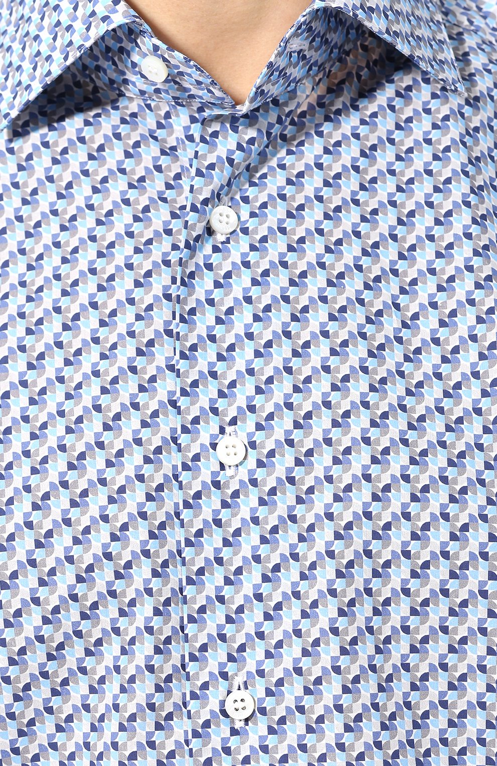 Мужская хлопковая рубашка с воротником кент ZILLI синего цвета, арт. MFR-54035-MERCU/RZ01 | Фото 5 (Манжеты: На пуговицах; Воротник: Кент; Рукава: Длинные; Случай: Повседневный; Длина (для топов): Стандартные; Принт: С принтом; Материал внешний: Хлопок; Статус проверки: Проверено, Проверена категория)