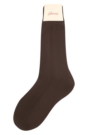 Мужские шелковые носки BRIONI коричневого цвета, арт. 0VMC00/P3Z21 | Фото 1 (Материал внешний: Шелк; Кросс-КТ: бельё; Статус проверки: Проверена категория)