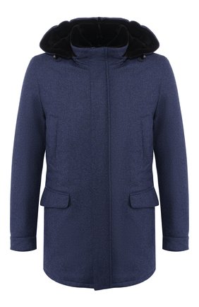 Мужская куртка из смеси шерсти и кашемира ANDREA CAMPAGNA темно-синего цвета, арт. M4T743/3813 | Фото 1 (Рукава: Длинные; Материал внешний: Шерсть; Мужское Кросс-КТ: Верхняя одежда, шерсть и кашемир; Кросс-КТ: Куртка; Длина (верхняя одежда): До середины бедра)