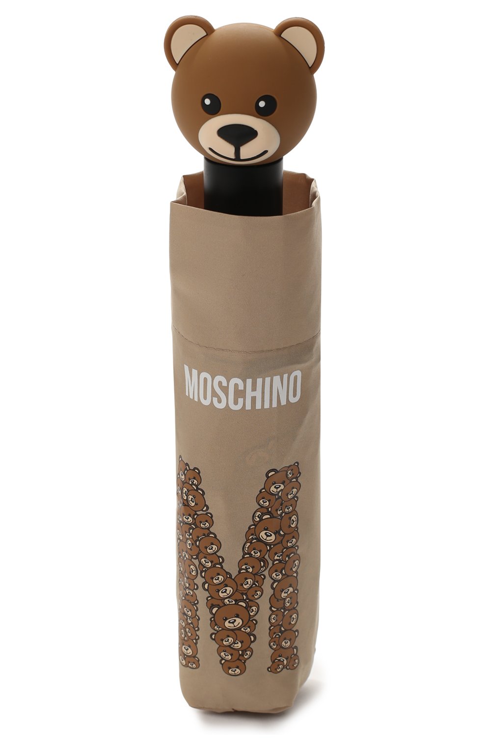 Женский темно-бежевый складной зонт с принтом Moschino, арт. 8120-0PENCL0SE купить в ЦУМ | Фото №4 Складной зонт с принтом Moschino темно-бежевый | Фото №4