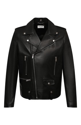 Мужская кожаная куртка SAINT LAURENT черного цвета, арт. 484284/Y5YA2 | Фото 1 (Мужское Кросс-КТ: Куртка-верхняя одежда, Кожа и замша, Верхняя одежда; Рукава: Длинные; Длина (верхняя одежда): Короткие; Материал подклада: Купро; Кросс-КТ: Куртка; Статус проверки: Проверена категория; Материал внешний: Натуральная кожа)