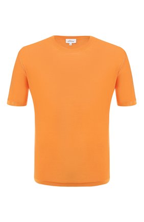 Мужская шелковая футболка BRIONI оранжевого цвета, арт. UMR00L/P8K08 | Фото 1 (Материал внешний: Шелк; Рукава: Короткие; Длина (для топов): Стандартные; Принт: Без принта; Стили: Кэжуэл; Статус проверки: Проверена категория)