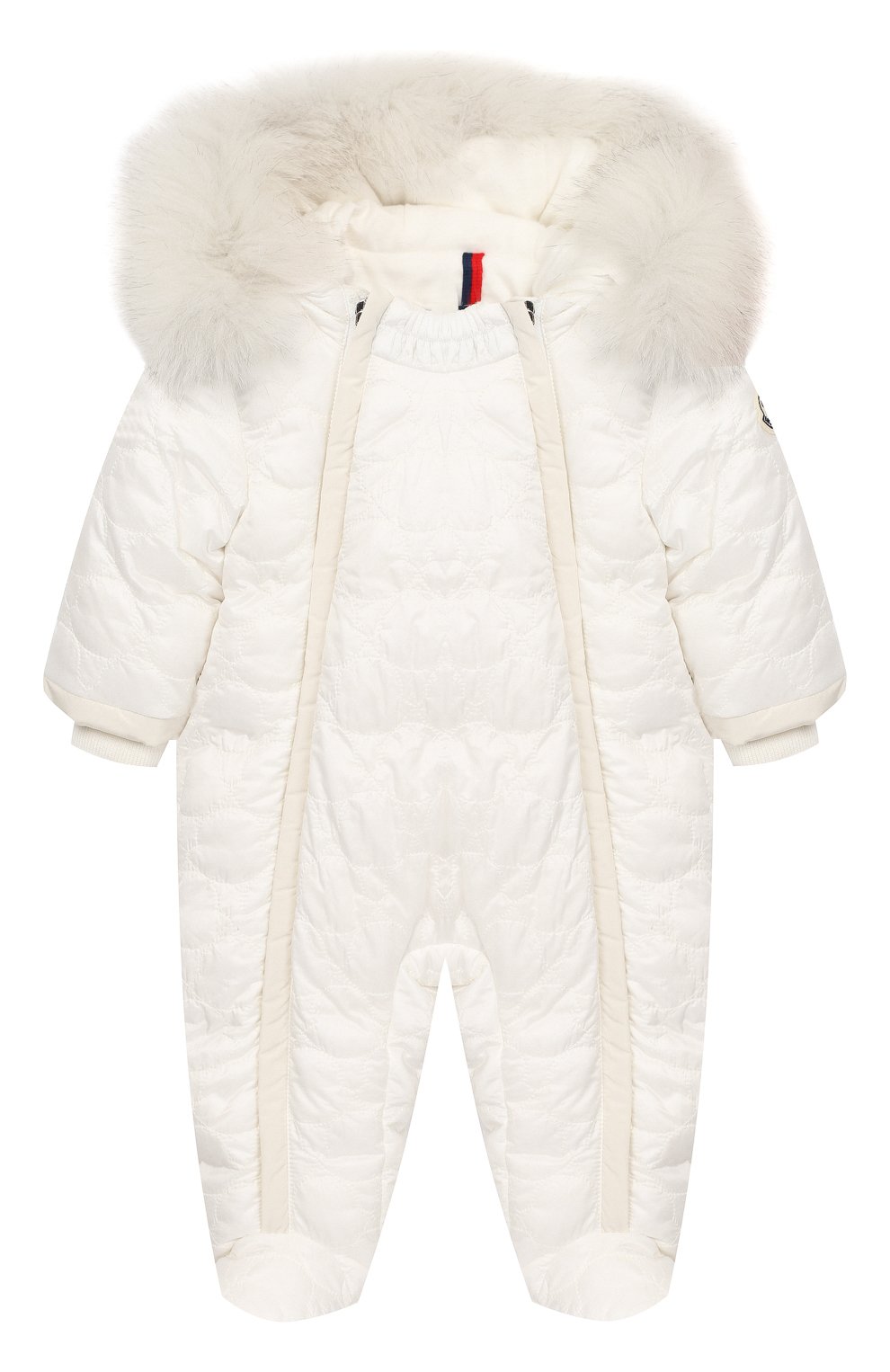 Детский пуховый комбинезон с мехом MONCLER ENFANT белого цвета, арт. D2-951-14359-25-788AU | Фото 1