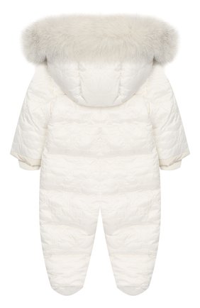 Детский пуховый комбинезон с мехом MONCLER ENFANT белого цвета по цене 43100 руб., арт. D2-951-14359-25-788AU | Фото 2 Детский пуховый комбинезон с мехом MONCLER ENFANT белого цвета, арт. D2-951-14359-25-788AU | Фото 2