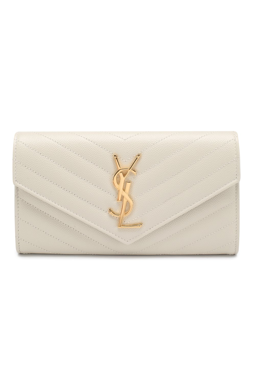 Кожаное портмоне Monogram Saint Laurent кремвого цвета | Фото №1