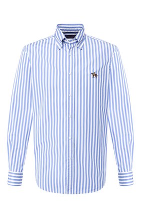 Мужская хлопковая рубашка с воротником button down RALPH LAUREN голубого цвета по цене 48550 руб., арт. 790730895 | Фото 1 Мужская хлопковая рубашка с воротником button down RALPH LAUREN голубого цвета, арт. 790730895 | Фото 1 (Рукава: Длинные; Статус проверки: Проверено, Проверена категория; Материал внешний: Хлопок; Длина (для топов): Стандартные; Принт: Полоска; Случай: Повседневный; Манжеты: На пуговицах; Воротник: Button down)