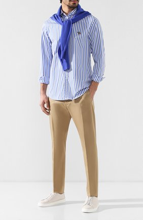 Мужская хлопковая рубашка с воротником button down RALPH LAUREN голубого цвета по цене 48550 руб., арт. 790730895 | Фото 2 Мужская хлопковая рубашка с воротником button down RALPH LAUREN голубого цвета, арт. 790730895 | Фото 2 (Рукава: Длинные; Статус проверки: Проверено, Проверена категория; Материал внешний: Хлопок; Длина (для топов): Стандартные; Принт: Полоска; Случай: Повседневный; Манжеты: На пуговицах; Воротник: Button down)