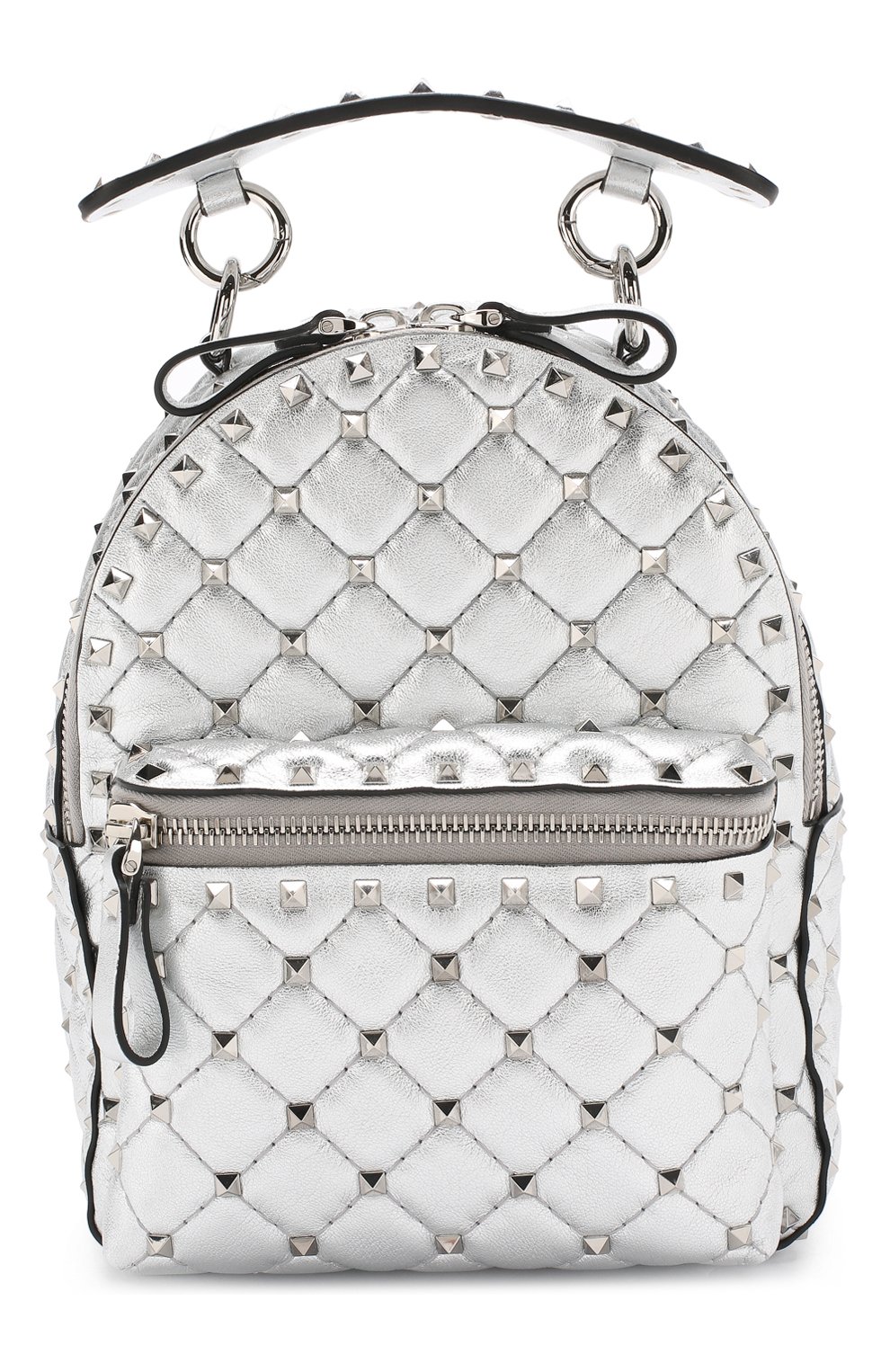 Рюкзак Valentino Garavani Rockstud Spike mini Valentino серебряный | Фото №1