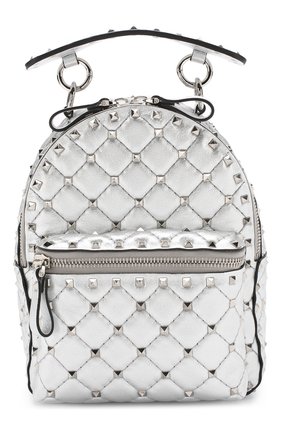 Женский серебряный рюкзак valentino garavani rockstud spike mini Valentino, арт. RW2B0B63/NPL купить в ЦУМ | Фото №1 Рюкзак Valentino Garavani Rockstud Spike mini Valentino серебряный | Фото №1