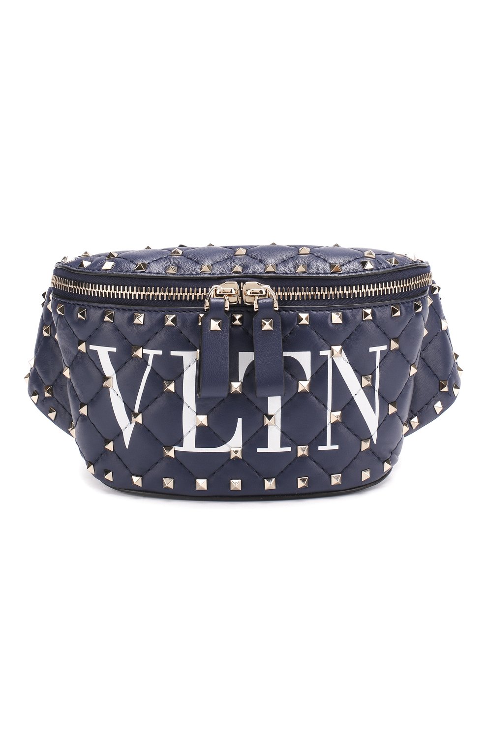 Сумка-пояс Valentino Garavani Rockstud Spike Valentino темно-синяя цвета | Фото №1