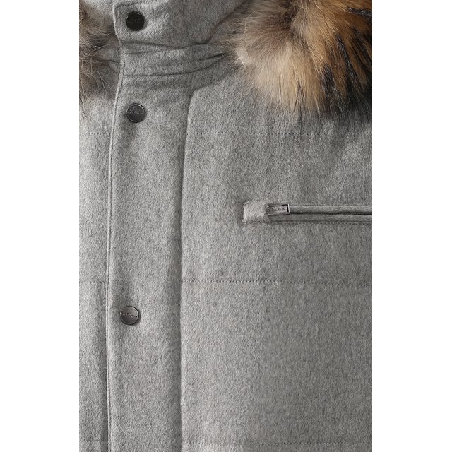 фото Кашемировая куртка с меховой отделкой капюшона kiton
