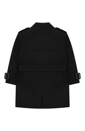 Детского двубортный плащ из хлопка BURBERRY черного цвета по цене 51600 руб., арт. 8006755 | Фото 2 Детского двубортный плащ из хлопка BURBERRY черного цвета, арт. 8006755 | Фото 2