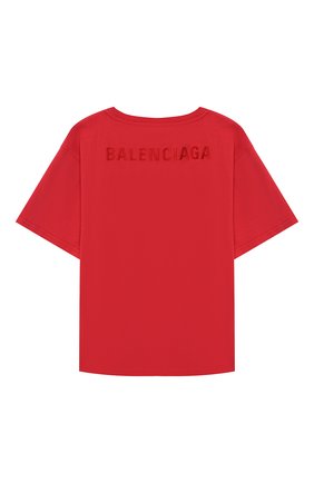 Детская хлопковая футболка BALENCIAGA красного цвета по цене 11350 руб., арт. 528617/TDV30 | Фото 2 Детская хлопковая футболка BALENCIAGA красного цвета, арт. 528617/TDV30 | Фото 2