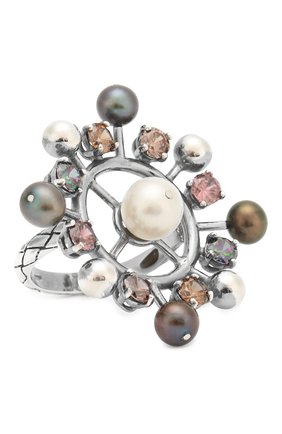 Женское серебряное кольцо BOTTEGA VENETA разноцветного цвета, арт. 549012/VB0B2 | Фото 1 (Статус проверки: Проверена категория, Проверено; Материал: Серебро)