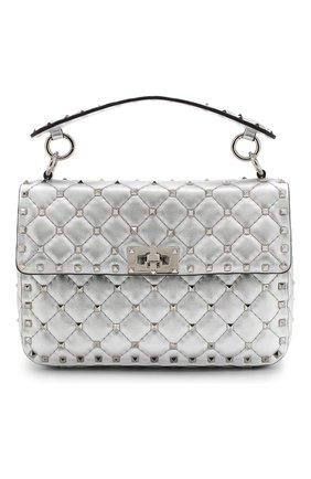 Женская сумка valentino garavani rockstud spike medium VALENTINO серебряная цвета, арт. RW2B0122/NPL купить в ЦУМ | Фото №1 Сумка Valentino Garavani Rockstud Spike medium Valentino серебряная цвета | Фото №1