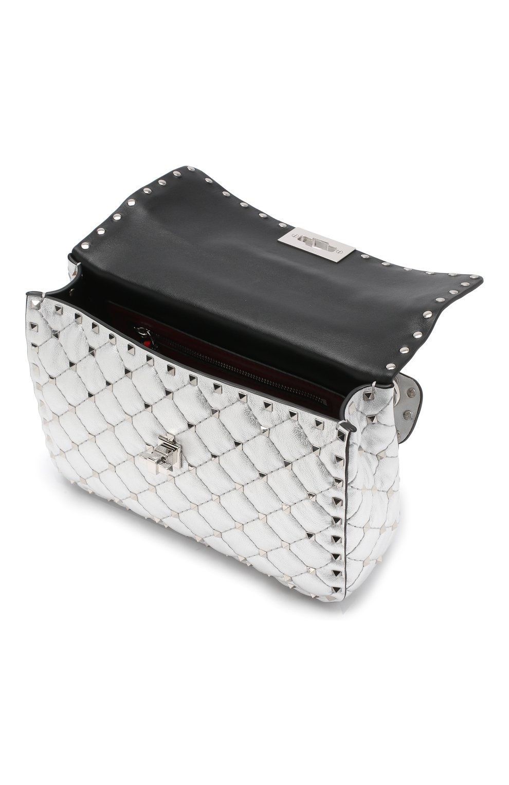 Женская сумка valentino garavani rockstud spike medium VALENTINO серебряная цвета, арт. RW2B0122/NPL купить в ЦУМ | Фото №4 Сумка Valentino Garavani Rockstud Spike medium Valentino серебряная цвета | Фото №4