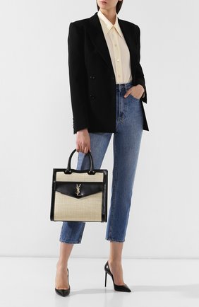 Женская сумка uptown medium SAINT LAURENT кремовая цвета, арт. 557654/97Z3J купить в ЦУМ | Фото №2 Сумка Uptown medium Saint Laurent кремовая цвета | Фото №2