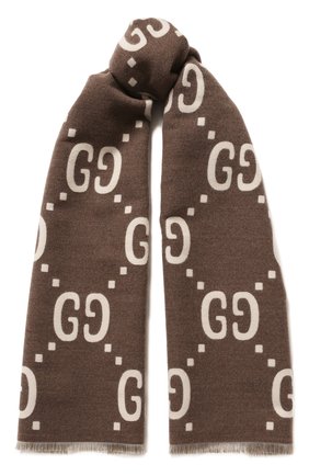 Женский коричневый шарф из смеси шерсти и шелка Gucci, арт. 558008/3G636 купить в ЦУМ | Фото №1 Шарф из смеси шерсти и шелка Gucci коричневый | Фото №1