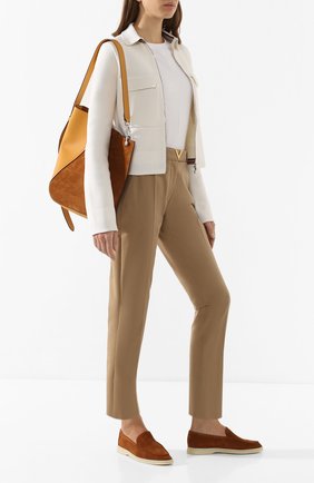 Женские замшевые лоферы summer walk LORO PIANA коричневого цвета по цене 51800 руб., арт. FAI1392 | Фото 2 Женские замшевые лоферы summer walk LORO PIANA коричневого цвета, арт. FAI1392 | Фото 2