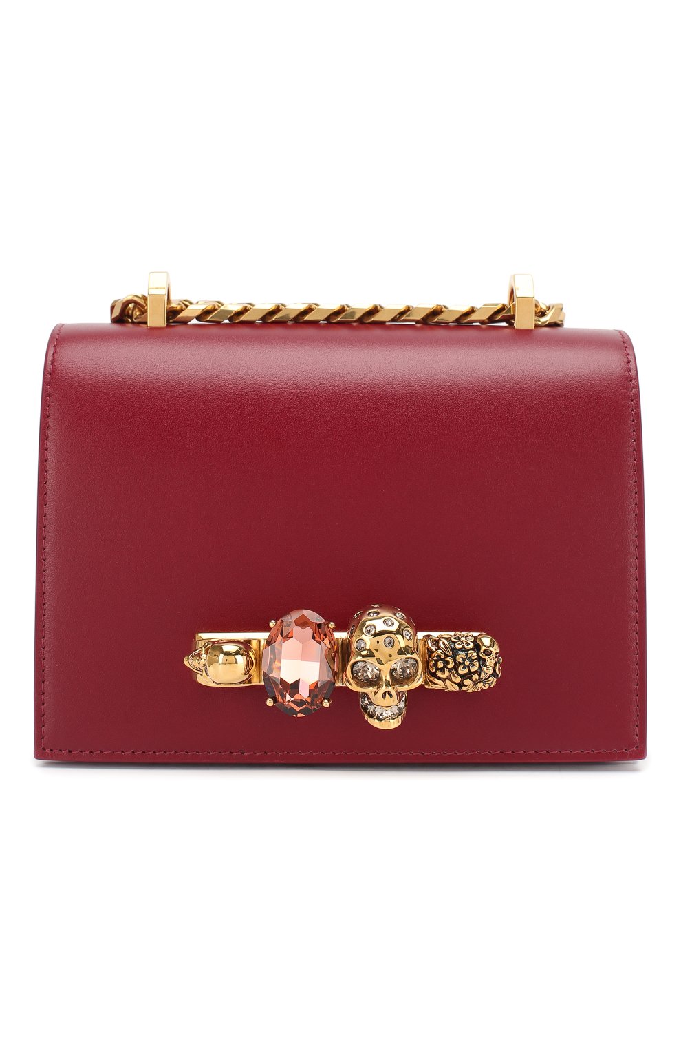 Сумка Jewelled Satchel small Alexander McQueen бордовая цвета | Фото №1
