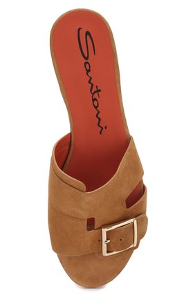 Женские коричневые замшевые шлепанцы Santoni, арт. WHBF57658HI1RLCPC37 купить в ЦУМ | Фото №5 Замшевые шлепанцы Santoni коричневые | Фото №5