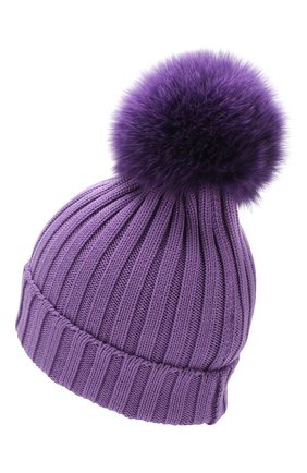 Шерстяная шапка с помпоном из меха песца Moncler, фиолетового цвета, арт. E1-093-00219-00-03510 в ЦУМ | Фото №2 Шерстяная шапка с помпоном из меха песца Moncler фиолетового цвета | Фото №2