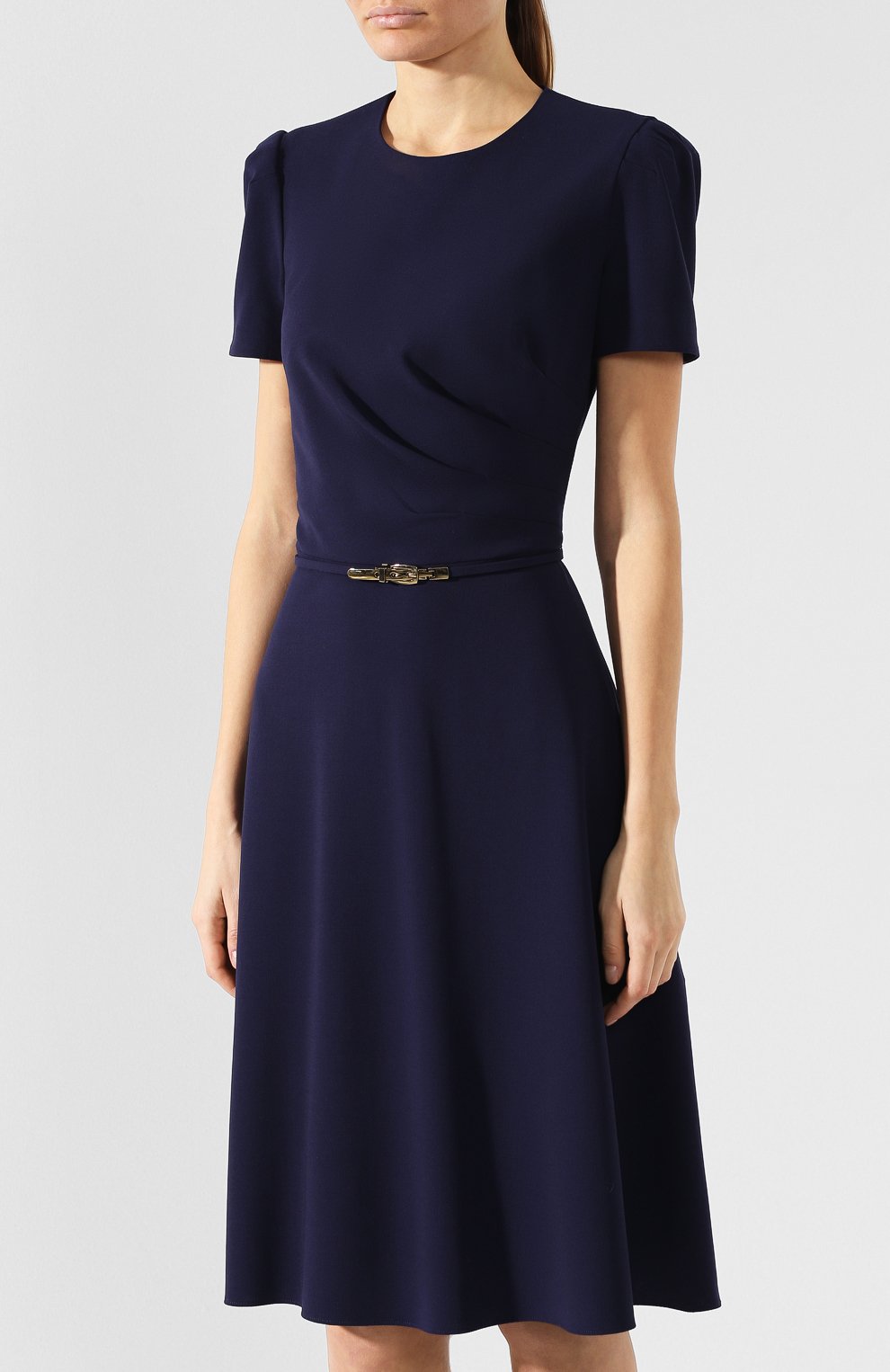 синее вязаное платье. платье с воротником хомут. Lauren ralph lauren однотонное платье без рукавов артикул 4710026.