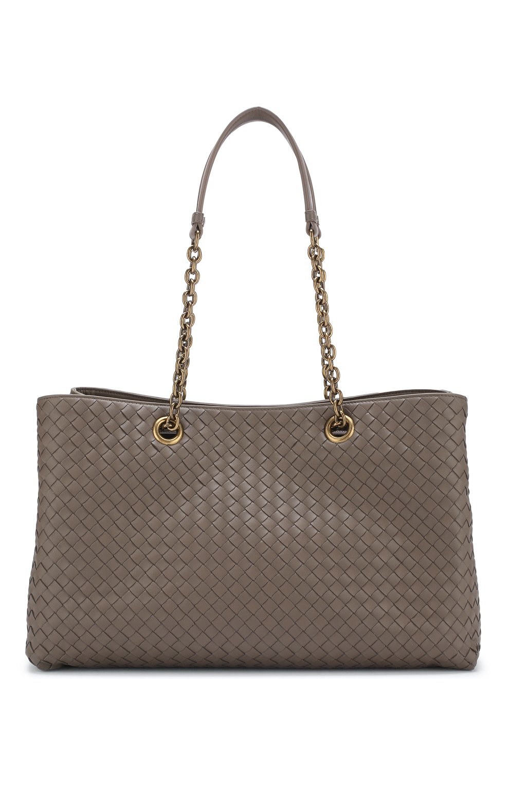 Сумка-тоут с плетением intrecciato Bottega Veneta серая цвета | Фото №1