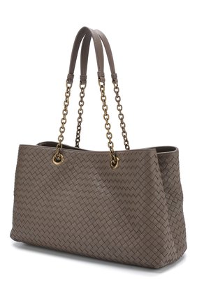 Женская сумка-тоут с плетением intrecciato BOTTEGA VENETA серая цвета, арт. 389413/V00AD купить в ЦУМ | Фото №3 Сумка-тоут с плетением intrecciato Bottega Veneta серая цвета | Фото №3