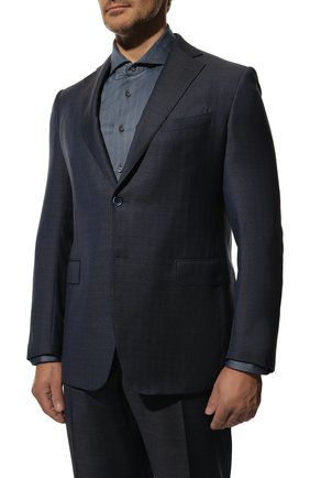 Мужской шерстяной костюм ZILLI синего цвета, арт. MMQ-AN22Z2-46516/0002 | Фото 2 (Рукава: Длинные; Материал внешний: Шерсть; Костюмы М: Однобортный; Стили: Классический)