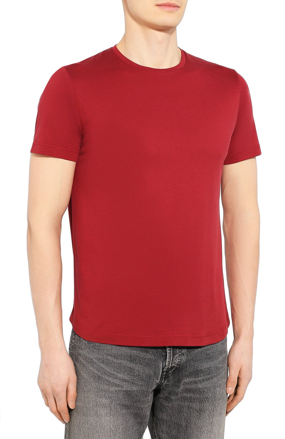 Мужская футболка из шелка и хлопка LORO PIANA красного цвета, арт. FAF6128 | Фото 3 (Материал внешний: Шелк, Хлопок; Big photo: Big photo; Принт: Без принта; Рукава: Короткие; Длина (для топов): Стандартные; Региональные ограничения белый список (Axapta Mercury): RU; Мужское Кросс-КТ: Футболка-одежда; Стили: Кэжуэл)
