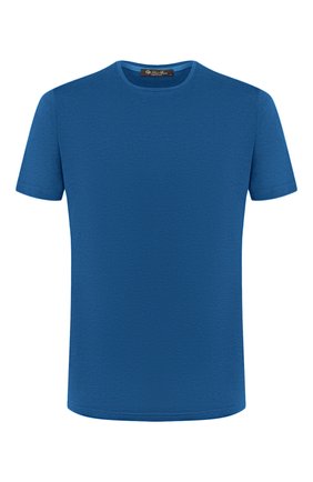 Мужская футболка из шелка и хлопка LORO PIANA синего цвета, арт. FAF6128 | Фото 1 (Материал внешний: Шелк, Хлопок; Big photo: Big photo; Принт: Без принта; Рукава: Короткие; Длина (для топов): Стандартные; Региональные ограничения белый список (Axapta Mercury): RU; Мужское Кросс-КТ: Футболка-одежда; Стили: Кэжуэл)
