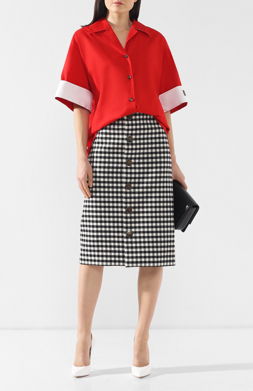 Женская черно-белая юбка-миди Balenciaga, арт. 556554/TDT10 купить в ЦУМ | Фото №2 Юбка-миди Balenciaga черно-белая | Фото №2