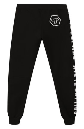 Детские хлопковые джоггеры PHILIPP PLEIN черного цвета по цене 14400 руб., арт. S19C BJT0187 PJ0002N/4-10 | Фото 2 Детские хлопковые джоггеры PHILIPP PLEIN черного цвета, арт. S19C BJT0187 PJ0002N/4-10 | Фото 2