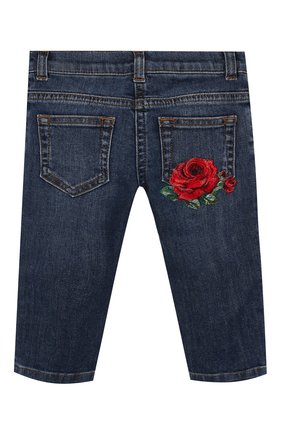 Детские джинсы с аппликациями DOLCE & GABBANA синего цвета по цене 25450 руб., арт. L21F60/LD791 | Фото 2 Детские джинсы с аппликациями DOLCE & GABBANA синего цвета, арт. L21F60/LD791 | Фото 2