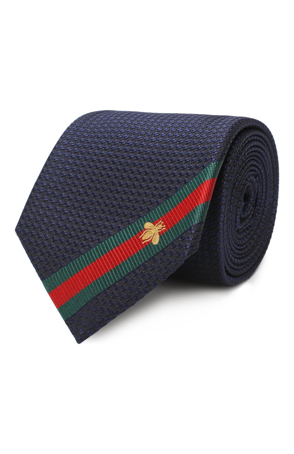 Мужской шелковый галстук GUCCI темно-синего цвета, арт. 456510/4E002 | Фото 1