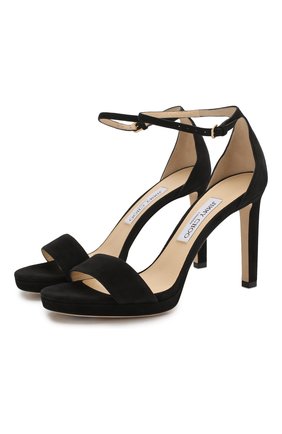 Женские замшевые босоножки misty 100 JIMMY CHOO черного цвета по цене 52100 руб., арт. MISTY 100/SUE | Фото 1 Женские замшевые босоножки misty 100 JIMMY CHOO черного цвета, арт. MISTY 100/SUE | Фото 1