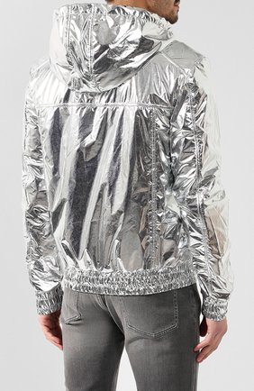 Мужской куртка с капюшоном BALMAIN серебряного цвета, арт. RH18243/X001 | Фото 4 (Кросс-КТ: Куртка; Рукава: Длинные; Принт: Без принта; Материал внешний: Синтетический материал; Мужское Кросс-КТ: Верхняя одежда; Длина (верхняя одежда): Короткие; Статус проверки: Проверена категория)