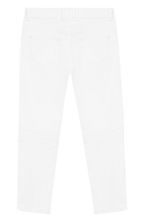 Детские джинсы прямого кроя BALMAIN белого цвета, арт. 6K6090/KD940/4-10 | Фото 2 (Материал внешний: Хлопок; Статус проверки: Проверено, Проверена категория)