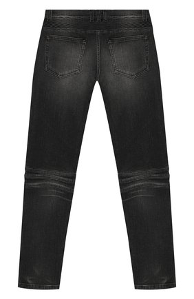 Детские джинсы с декоративными потертостями BALMAIN черного цвета, арт. 6K6570/KD860/12-16 | Фото 2 (Материал внешний: Хлопок; Статус проверки: Проверено, Проверена категория)