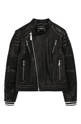 Детского кожаная куртка с косой молнией PHILIPP PLEIN черного цвета по цене 85050 руб., арт. S19C BLB0117 PLE010N/12-16 | Фото 1 Детского кожаная куртка с косой молнией PHILIPP PLEIN черного цвета, арт. S19C BLB0117 PLE010N/12-16 | Фото 1