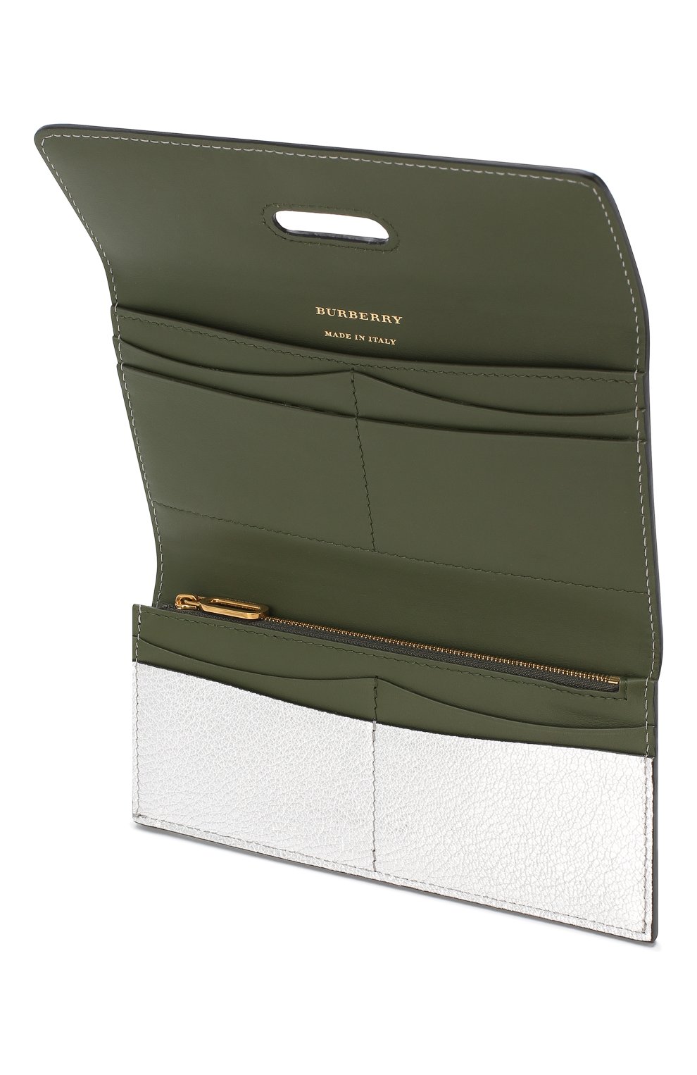 Кожаный кошелек Burberry, серебряного цвета, арт. 8006272 в ЦУМ | Фото №3 Кожаный кошелек Burberry серебряного цвета | Фото №3