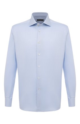 Мужская хлопковая сорочка CORNELIANI голубого цвета по цене 22900 руб., арт. 83P150-9111211/00 | Фото 1 Мужская хлопковая сорочка CORNELIANI голубого цвета, арт. 83P150-9111211/00 | Фото 1 (Рукава: Длинные; Длина (для топов): Стандартные; Статус проверки: Проверена категория; Материал внешний: Хлопок; Случай: Формальный; Рубашки М: Под запонки; Принт: Однотонные; Манжеты: Под запонки; Воротник: Акула)