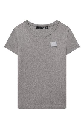 Детская хлопковая футболка ACNE STUDIOS светло-серого цвета по цене 3845 руб., арт. 2NH173 | Фото 1 Детская хлопковая футболка ACNE STUDIOS светло-серого цвета, арт. 2NH173 | Фото 1 (Статус проверки: Проверена категория; Материал внешний: Хлопок; Принт: Без принта; Рукава: Короткие; Девочки Кросс-КТ: футболка-одежда; Ростовка одежда: 4 года | 104 см, 5 лет | 110 см, 6 лет | 116 см, 8 лет | 128 см)