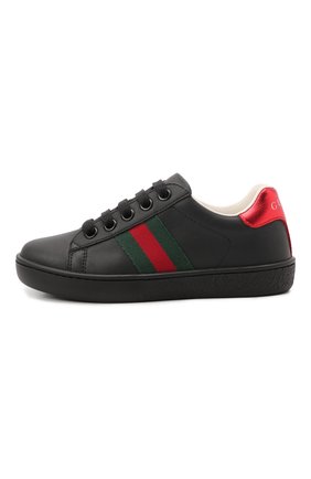 Детские кожаные кеды GUCCI черного цвета по цене 20200 руб., арт. 433148/CPWE0 | Фото 2 Детские кожаные кеды GUCCI черного цвета, арт. 433148/CPWE0 | Фото 2