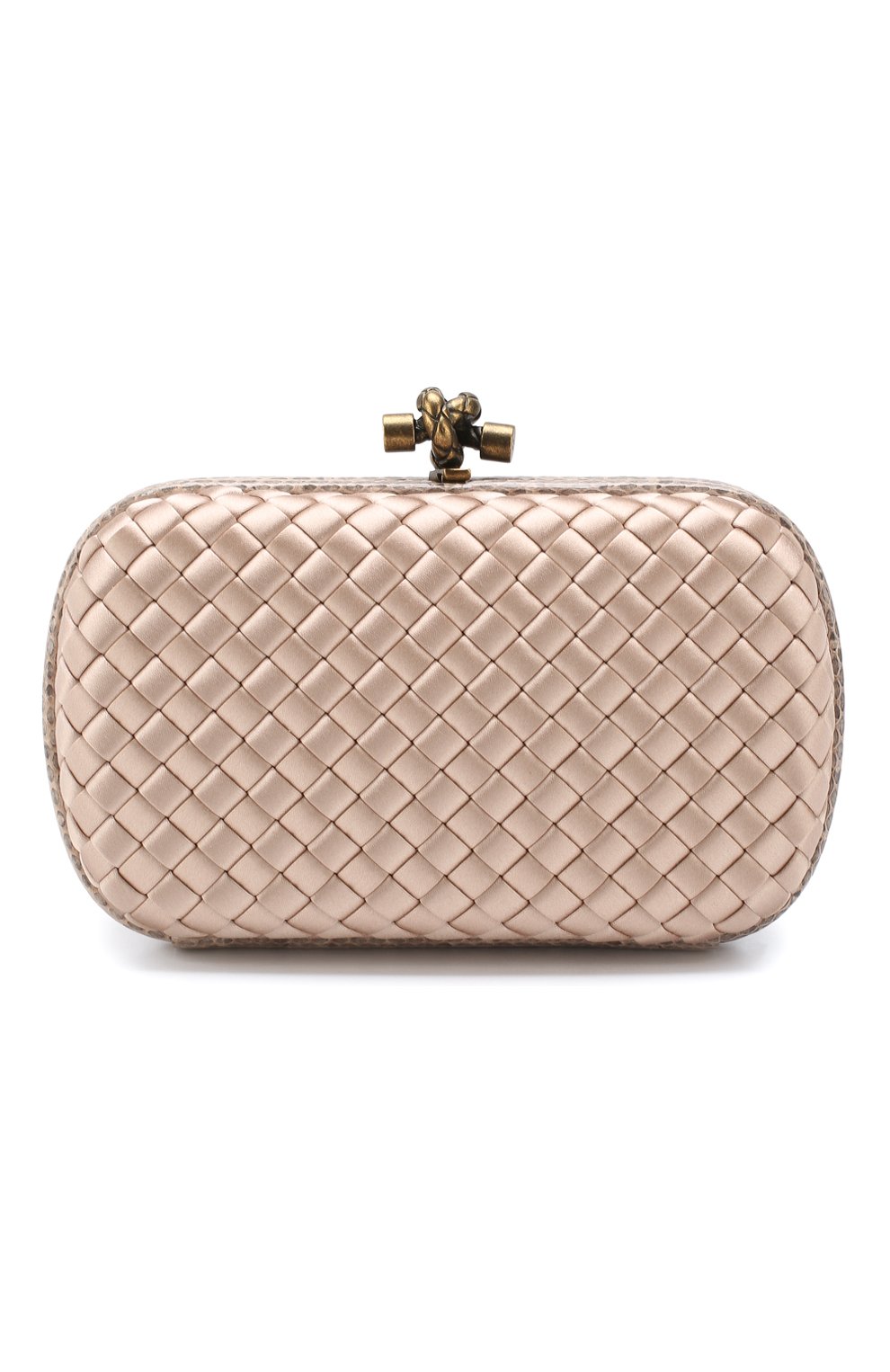 Клатч Chain Knot из сатина Bottega Veneta бежевого цвета | Фото №1