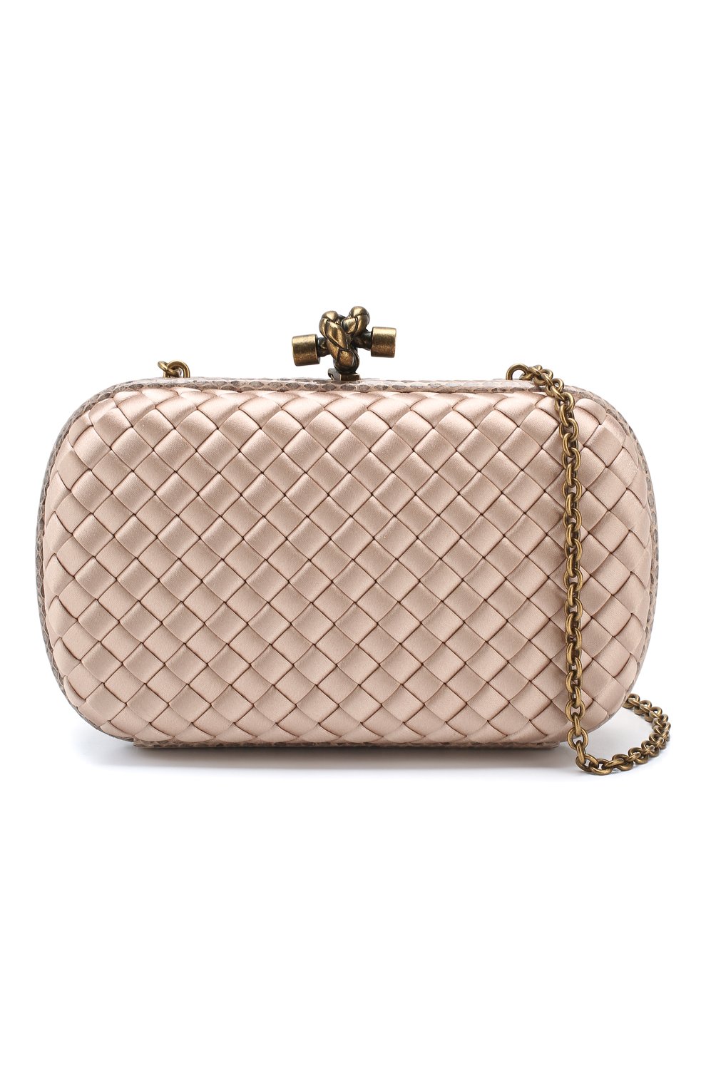 Клатч Chain Knot из сатина Bottega Veneta, бежевого цвета, арт. 498478/VG0HG в ЦУМ | Фото №6 Клатч Chain Knot из сатина Bottega Veneta бежевого цвета | Фото №6